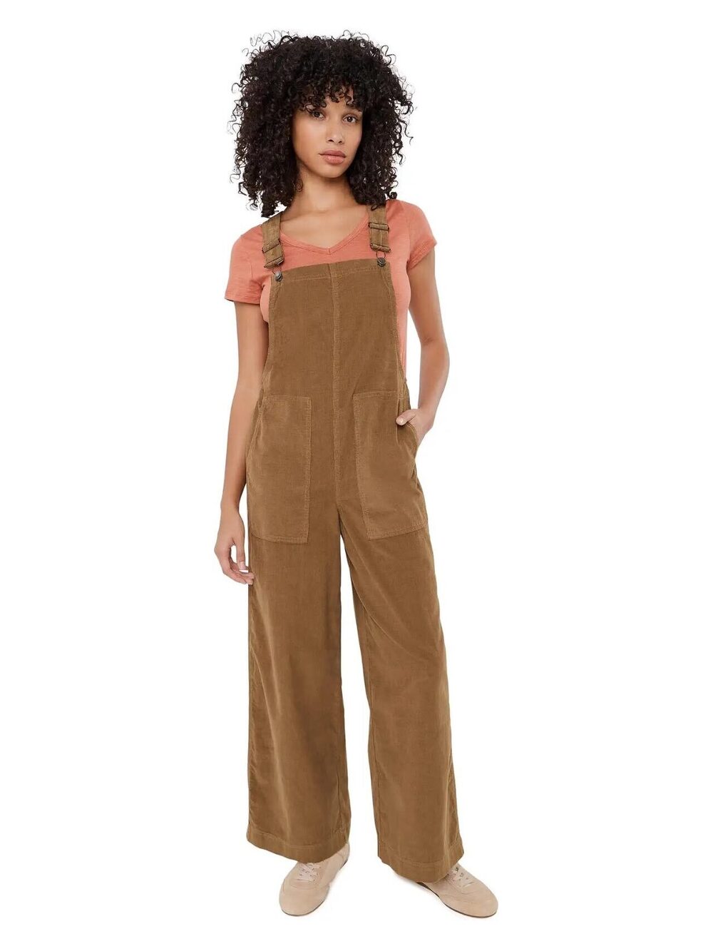 Toad&Co Brown Cotton Corduroy Wide-Leg Overalls Size Large